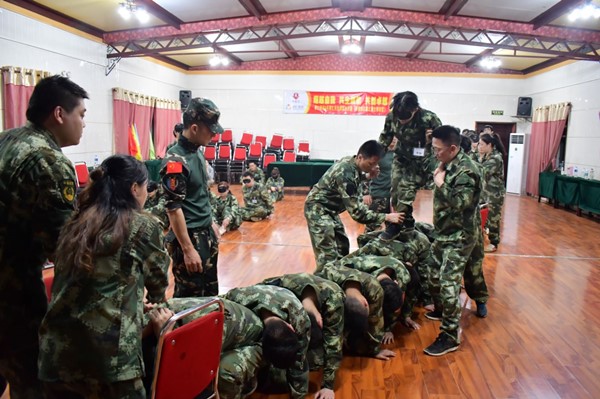 成都熊谷加世電器有限公司與伙伴們蒙著眼過人橋